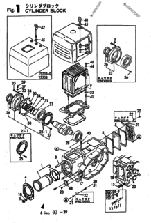  Двигатель Yanmar TS230R-F, узел -  Блок цилиндров 