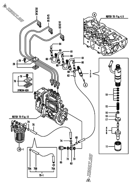  Форсунка двигателя Yanmar 3TNE84-G2A