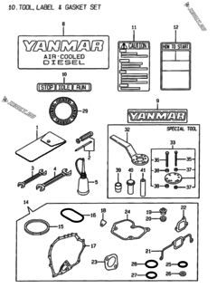  Двигатель Yanmar L48EE-DEG, узел -  Инструменты, шильды и комплект прокладок 