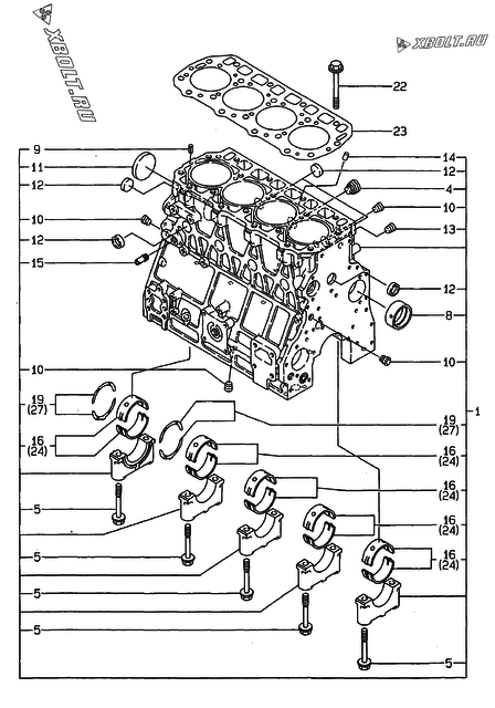  Блок цилиндров двигателя Yanmar 4TNE106-G1A
