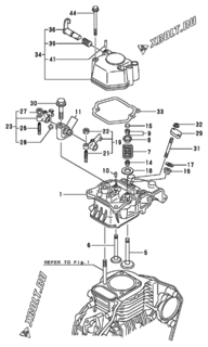  Двигатель Yanmar L40AE-SETMYC, узел -  Головка блока цилиндров (ГБЦ) 
