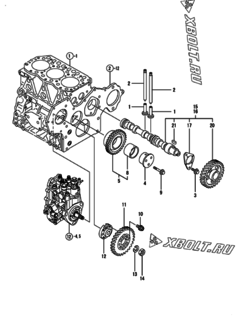  Двигатель Yanmar 3TNV82A-DSA, узел -  Распредвал и приводная шестерня 