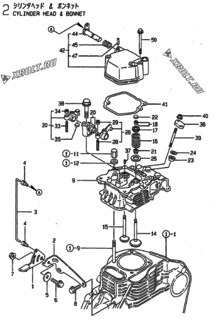  Двигатель Yanmar YDW190E-6EB, узел -  Головка блока цилиндров (ГБЦ) 