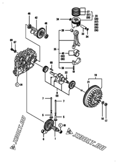  Двигатель Yanmar L70EE-DEVMK, узел -  Коленвал, поршень и распредвал 