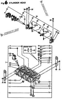  Двигатель Yanmar 3TN84TE-KRU, узел -  Головка блока цилиндров (ГБЦ) 