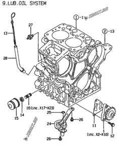  Двигатель Yanmar 2TNE68-BL2, узел -  Система смазки 