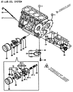  Двигатель Yanmar 4TNE84T-EKRV, узел -  Система смазки 