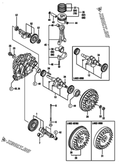  Двигатель Yanmar L48EE-DEVBO, узел -  Коленвал, поршень и распредвал 