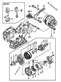  Двигатель Yanmar 4TNV88-DAE, узел -  Генератор 
