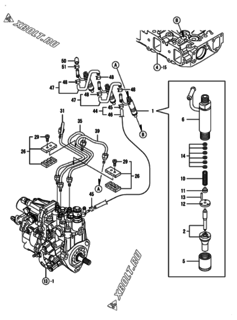  Двигатель Yanmar 3TNV84T-BKSA2, узел -  Форсунка 