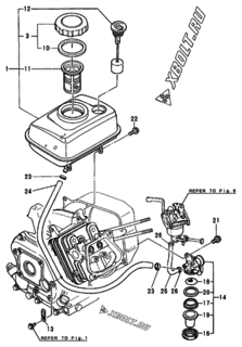  Двигатель Yanmar GA90S, узел -  Топливный бак и топливопровод 