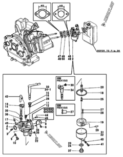  Двигатель Yanmar GA280D, узел -  Карбюратор 