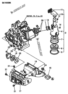  Двигатель Yanmar GA160SNK, узел -  Воздушный фильтр и глушитель 