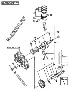  Двигатель Yanmar GA180SNS, узел -  Коленвал, поршень и распредвал 