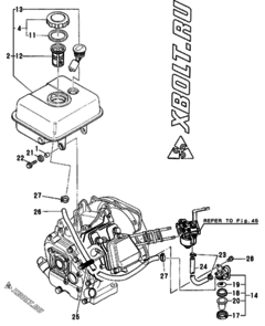  Двигатель Yanmar GA180SNM, узел -  Топливный бак и топливопровод 