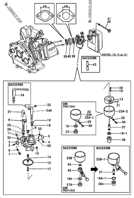  Карбюратор двигателя Yanmar GA220SNK