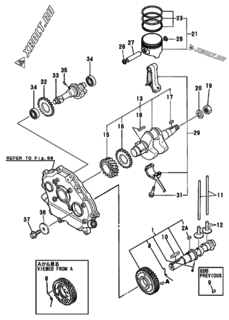  Двигатель Yanmar GA240SNS, узел -  Коленвал, поршень и распредвал 