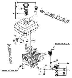  Двигатель Yanmar GA240SNS, узел -  Топливный бак и топливопровод 