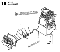  Двигатель Yanmar GE50E-DH, узел -  Регулятор оборотов 