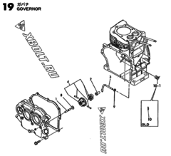  Двигатель Yanmar GE70E-S, узел -  Регулятор оборотов 