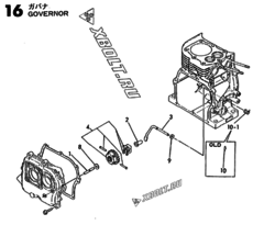  Двигатель Yanmar GE50E-DP, узел -  Регулятор оборотов 