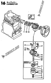  Двигатель Yanmar GE36E-SH, узел -  Карбюратор 