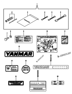  Двигатель Yanmar TF115MH, узел -  Инструменты и шильды 
