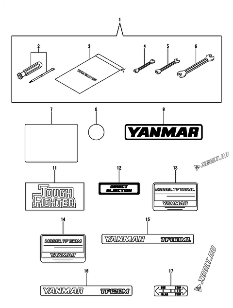 Производитель YANMAR, LABEL, ENGINE SPEC., номер детали 10560G-07640