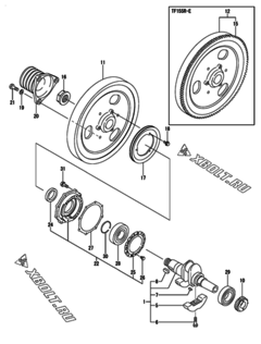  Двигатель Yanmar TF155R, узел -  Коленвал и маховик 