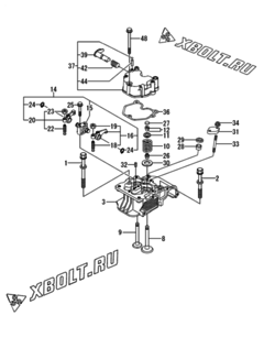  Двигатель Yanmar L100V6-MTMYI, узел -  Головка блока цилиндров (ГБЦ) 