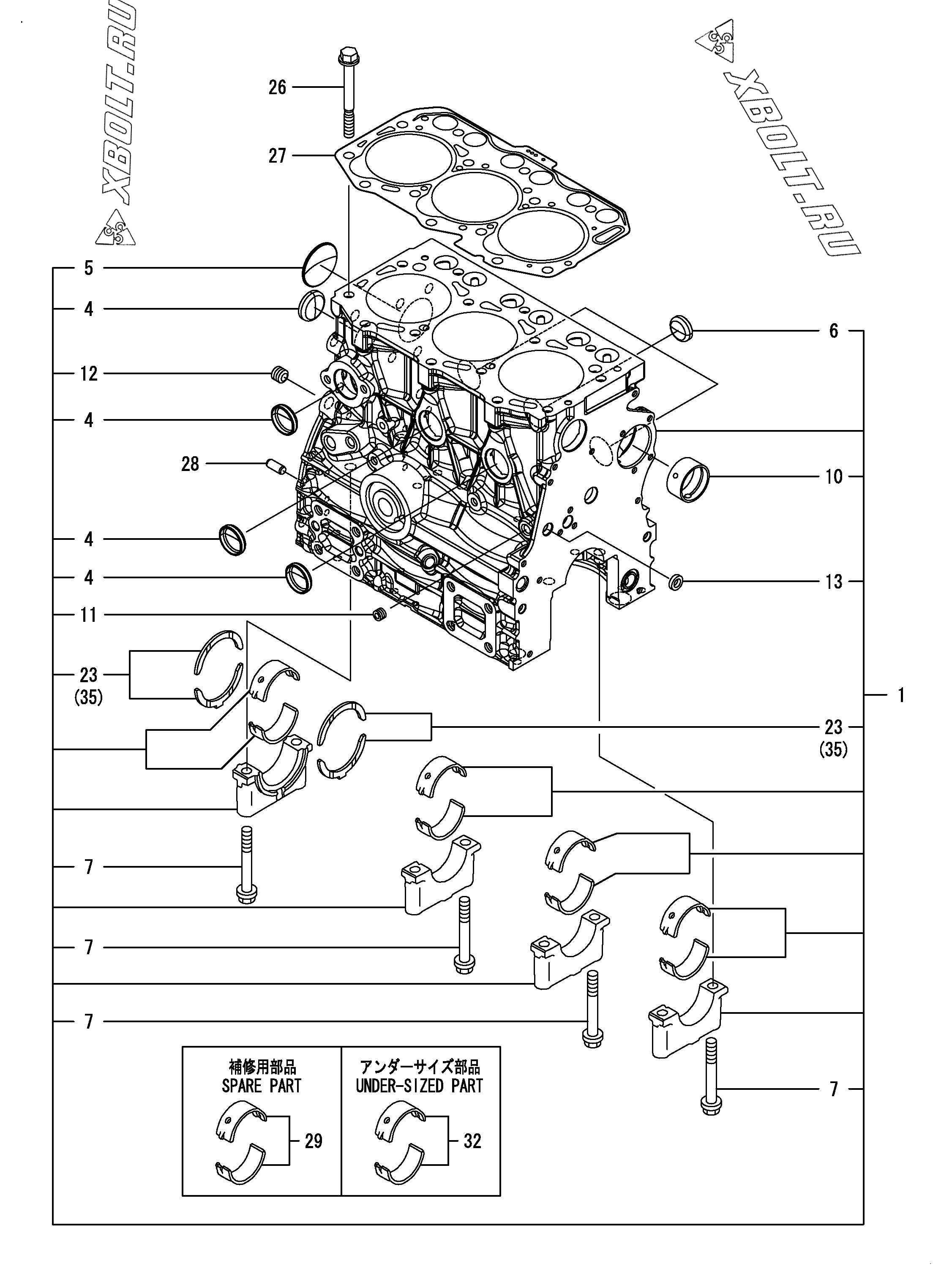 Блок цилиндров двигателя Yanmar 3TNV80F-NGGE — XBOLT.RU
