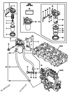  Двигатель Yanmar 3TNV80F-NGGE, узел -  Топливопровод 