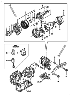  Двигатель Yanmar 3TNV88F-UGGE, узел -  Генератор 