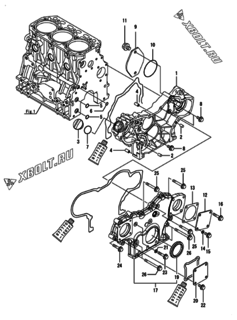  Двигатель Yanmar 3TNV88C-DYEM, узел -  Корпус редуктора 
