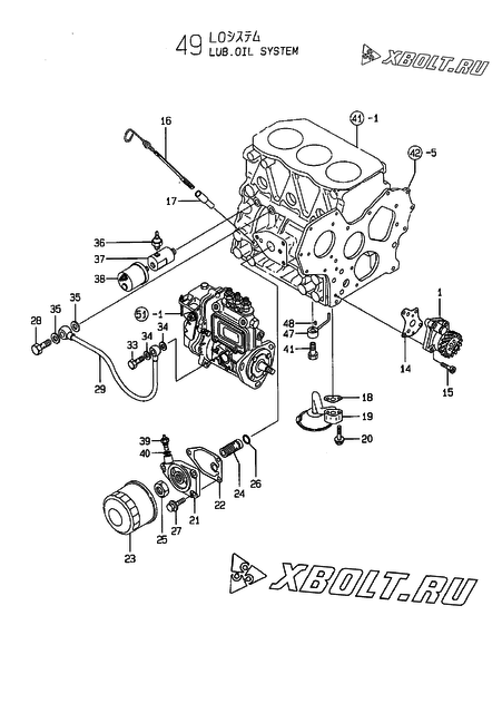  Система смазки двигателя Yanmar 3TNE84-GH