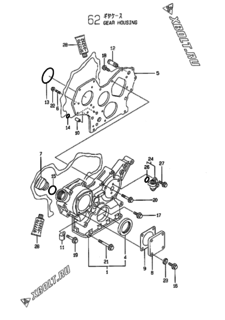  Двигатель Yanmar 3TNE84T-GH, узел -  Корпус редуктора 