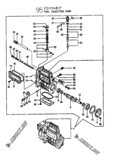  Двигатель Yanmar 4TNE84T-GH, узел -  Топливный насос высокого давления (ТНВД) 