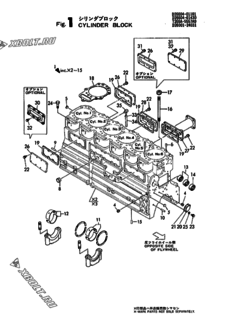  Двигатель Yanmar 6KHL-ST(RAD, узел -  Блок цилиндров 