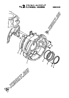  Двигатель Yanmar 6KHL-ST, узел -  Маховик с кожухом 