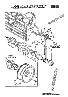  Двигатель Yanmar 6KHL-ST, узел -  Коленвал и маховик 