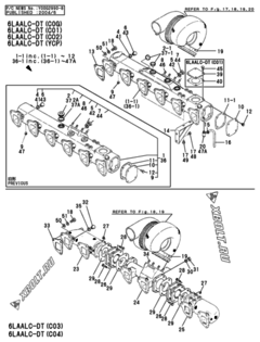  Двигатель Yanmar 6LAALCDT(COG, узел -  Выпускной коллектор 