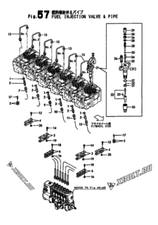  Двигатель Yanmar 6LAALCDT(COG, узел -  Форсунка 