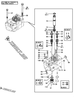  Двигатель Yanmar 6LAALG-DT, узел -  Головка блока цилиндров (ГБЦ) 