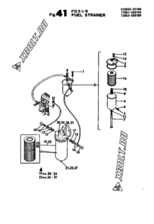 Двигатель Yanmar 6HAL-T(NORIKURA, узел -  Топливный фильтр 