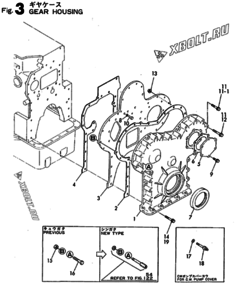  Двигатель Yanmar 4HAL(A01), узел -  Корпус редуктора 