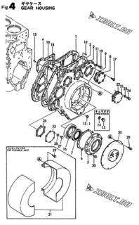  Двигатель Yanmar 4HAL-N(S01), узел -  Корпус редуктора 