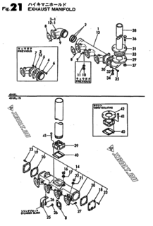  Двигатель Yanmar 4HAL-N(S01), узел -  Выпускной коллектор 