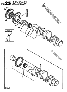  Двигатель Yanmar 4HAL(A01), узел -  Коленвал 