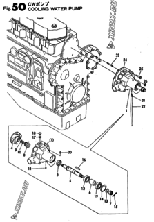  Двигатель Yanmar 4HAL(A07), узел -  Водяная помпа 