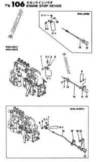  Двигатель Yanmar 4HAL(A01), узел -  Устройство остановки двигателя 